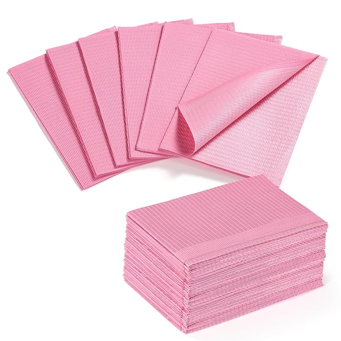 Etercycle Disposable Nail Mats - 50Pcs Fordable Nail Art Table Mats for Table Acrylic Nail Practice Sheet, 3 Ply Waterproof 13" X 18" Clean Pads Nail Art Accessories (Pink)