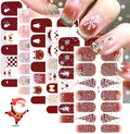 6 Sheets Christmas Gel Nail Strips 3D White Snowflake Wrap Toenail Stickers Cute Snowflake Xmas Tree Snowmen Elk Winter Nail Design Full Cover Holiday Nail Polish Stickers for Women Acrylic Nails DIY