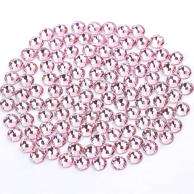 Novani Crystal Rhinestones, Flatback Loose Gemstones 1440pcs Glass Rhinestones for Clothes Shoes Crafts Makeup Nail Art and DIY Decorations(SS8, Pink)