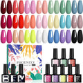 Phoenixy 24Pcs Gel Nail Polish, 21 Colors Gel Nail Polish Kit Burgundy Red Green Purple with Base Coat Glossy Matte Top Coat for Beginners Nail Art at Home PCB9029