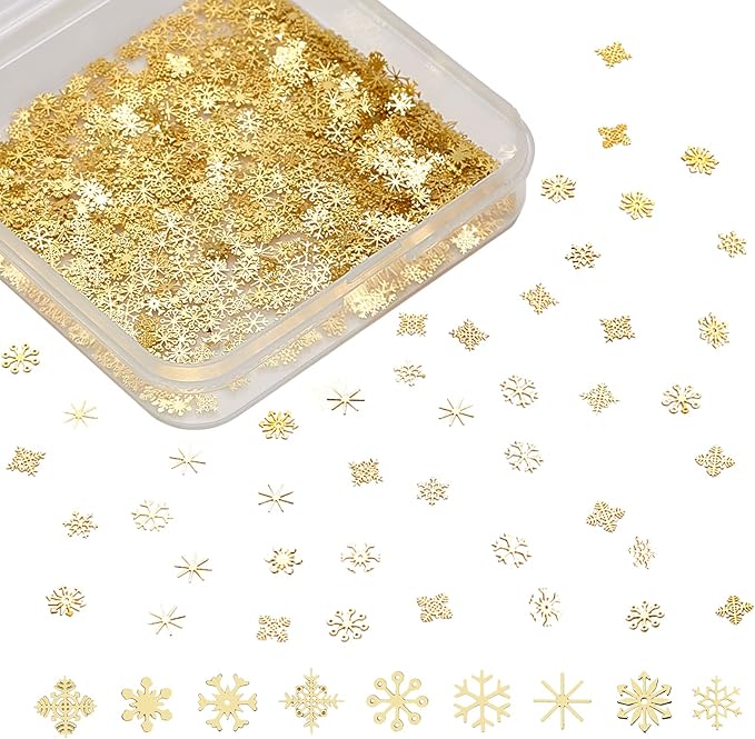 OLYCRAFT 990Pcs Sequins Shining Glitter DIY Snowflake Star Flower Nail Decorations Accessory Kit for Resin Casting and Nail Art