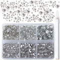 Bymitel 5000 Pieces 6 Mixed Sizes Glue Fix on Glass Rhinestones Round Crystal Gems Flatback for DIY Jewelry Making with one Picking Pen(6-Sizes 5000PCS, Clear Crystal)