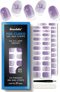 Real Gel Nail Strips (No UV Light Needed) - 44Pcs Salon Quality Nail Stickers - Long Lasting Polish Wraps for Women, Easy Apply & Remove (Galaxy Jewel Purple)