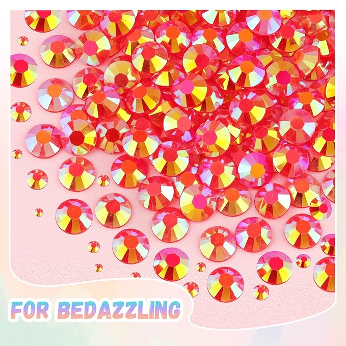 25000Pcs Red ABRhinestones for Bedazzling with B7000 Jewelry Glue, Non Hotfix Flatback Gems, Crystal Resin Rhinestones for Crafting Crafts Clothing Tumblers Mugs Shoes Fabric Decor Nail Art