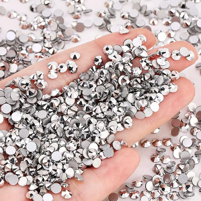 Novani Rhinestones 3000Pcs Flatback Crystal Round Loose Gemstones Glass Rhinestones for Crafts Makeup Nail Art Clothes Shoes DIY Decorations(SS10, 2.7-2.9mm,Sliver)