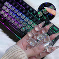 110pcs Keyboard Bubbles for Long Nails, Ergonomic Height Raised Glass Cat-Head Key Covers, No-Residue, Reusable, Easy to Apply, for Desktop Keyboards, External Keyboards, Calculators
