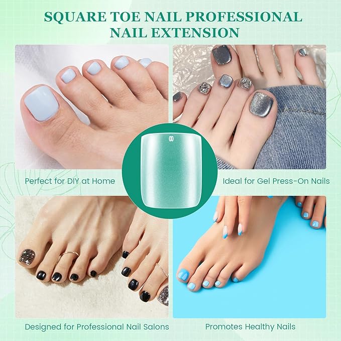 Square Toe Nail Tips - Full Cover for Wide Long Nail Beds, Matte Pre-shaped Fake Toenails Gel Press on Nails Extensions Home DIY Nail Salon, 15Sizes 300PCS