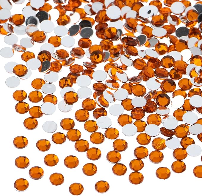 John Bead 2000 Pieces 4mm (SS16), Orange, Acrylic Round Flat Back Rhinestones for Jewelry Making, DIY Crafts, Nail Art, Face Makeup, Clothes