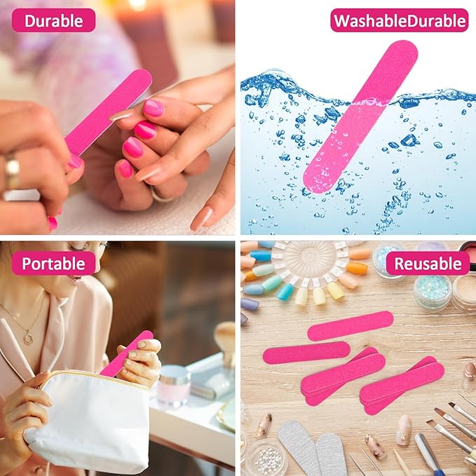 Tbestmax 400 Disposable Mini Nail File Bulk 3.4 inch Double Sided Emery Boards for Fingernail Tools 150 Grit Professional Nail Buffering Files