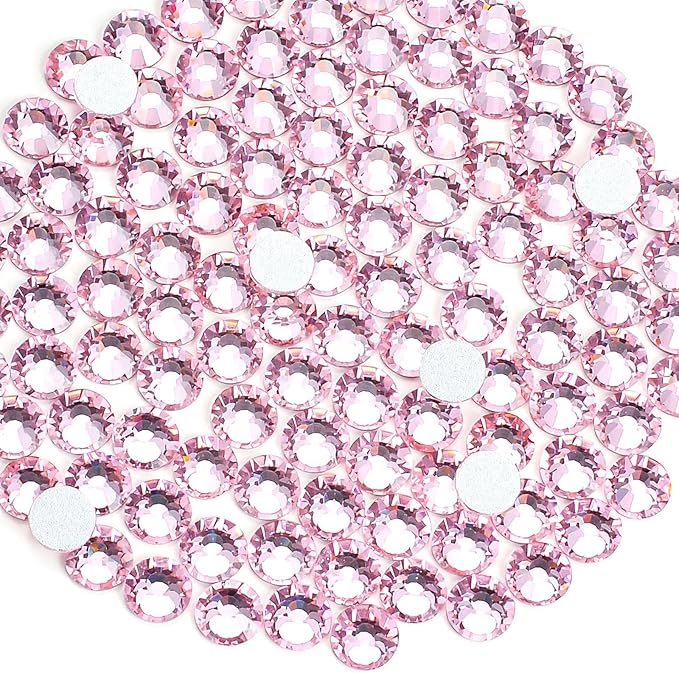 1440pcs Flat Back Rhinestones Glitter Round Crystal Gems Glass Rhinestones for Crafts Nail Art Clothes Shoes DIY Decorations, Pink, SS16, 3.8-4.0mm