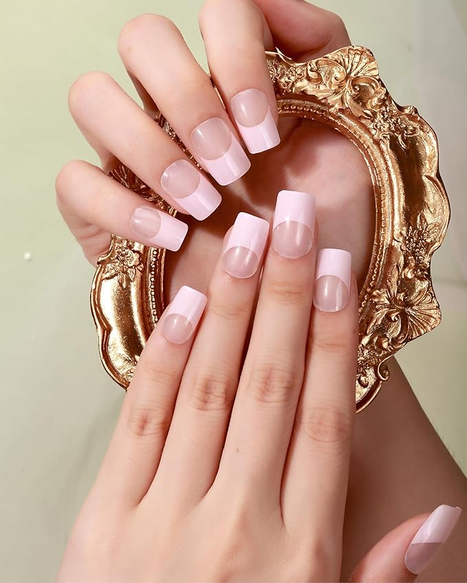 French-Inspired 20pcs Semi Cured Gel Nail Strips - Salon-Grade DIY Wraps with Glaze Texture, Easy Application, UV Light Required for Classic Nails