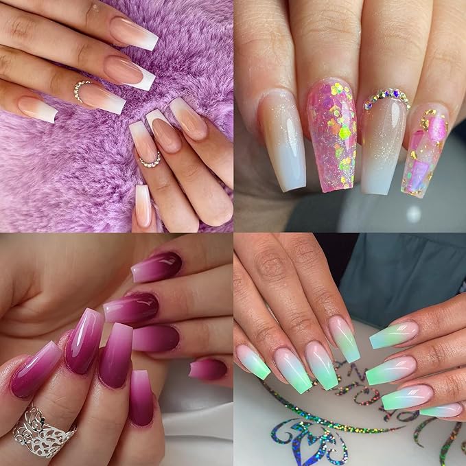 LoveOurHome 360pc French Coffin Nail Tips Clear Fake Nails Medium Coffin Gel Nail Tips Half Cover Acrylic Nails Clear Medium False Nail 15 Sizes Fingernail for Gel Nail Extension
