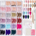 Beetles Press on Nails Kit 720Pcs 24 Colors, Short Almond Press on Nails Glossy Matte Glitter With Nail Glue & Nail Tabs Stickers, Natural Fit Lightweight Fake Nails Kit Art For Women Girls