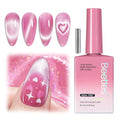 Beetles Sugar Swirl Pink Cat Eye Gel Nail Polish - 15ML Pink Cat Eye Valentines Gel Polish Glitter Magnetic Translucent Glassy Effect Soak Off UV French Nail Art Manicure Gifts for Wome
