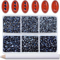 Bymitel Hotfix Crystal Rhinestones Round Gems for Crafts,Mixed 6 Sizes with Wax Pencil Kit, Montana1.3-3.2mm(SS3-SS12/8000pcs)