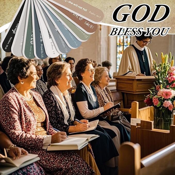 50 Pcs Christian Gifts for Women Bulk Christian Nail File Bulk Mini Bible Scripture Emery Board Nail Files Religious Appreciation Gifts for Employee Teacher Staff Coworker Women (Morandi)
