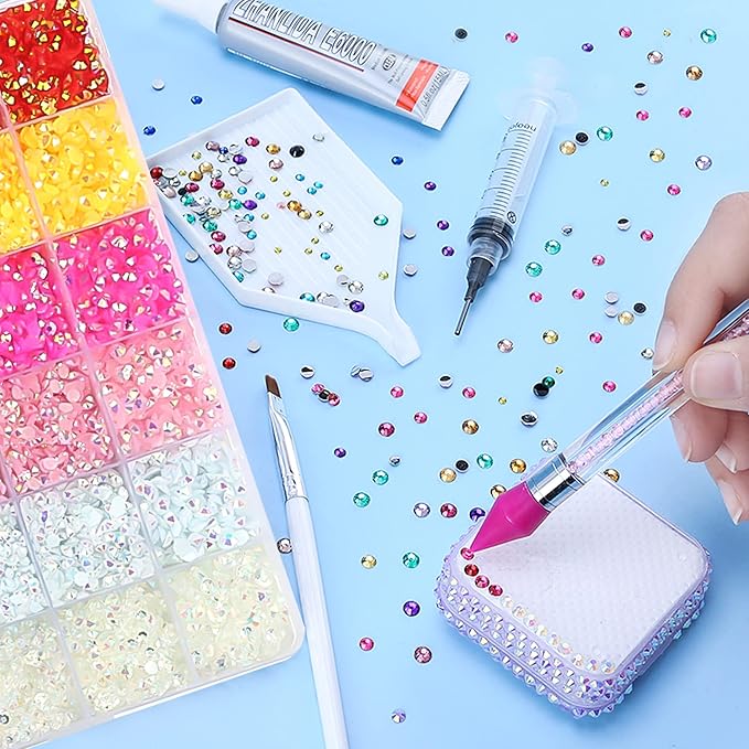 RODAKY Resin Rhinestones Kits 2/3/4/5mm Flatback Jelly Rhinestones Bulk Bedazzling Crystal Gems Beads Stone for Manicure DIY Crafts Mugs Bottles Tumblers Clothes Face Makeup (Set 1)
