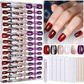 FANDAMEI Cat Eye Press On Nails, 6 Colors Press On Nails Short Square, Natural Fake Nails Fine Diamond Shine, Glossy Ombre, Cat Eye Nails for Women with Salon Quality, Press on Nails Kit