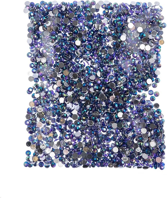 John Bead 2000 Pieces 4mm (SS16), Purple AB, Acrylic Round Flat Back Rhinestones for Jewelry Making, DIY Crafts, Nail Art, Face Makeup, Clothes