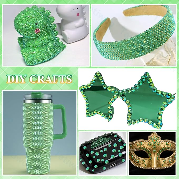 20000Pcs Dark Green Flatback Jelly Resin Rhinestones for Bedazzling, Mix Sizes Crystal Rhinestones Gems, Dark Green Flatback Rhinestone Gems Bedazzling for Crafts DIY Face Makeup Tumblers