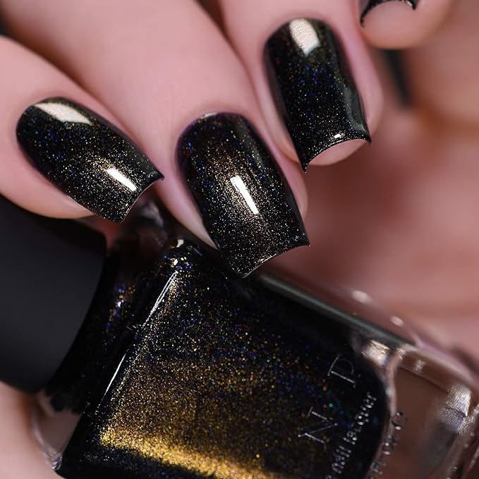 ILNP Shadow Grove - Green-to-Gold Black Holographic Shimmer Nail Polish