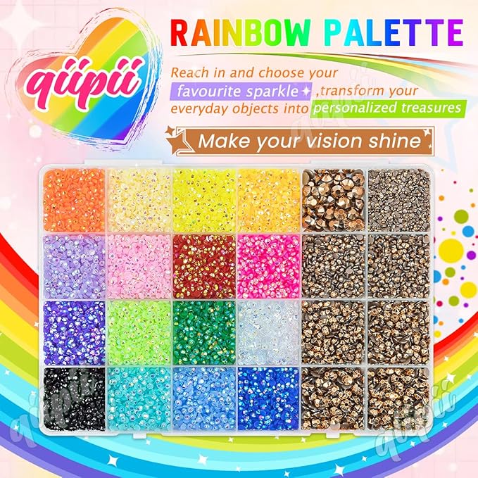 2mm-6mm Copper Resin Rhinestones w B7000 Glue for Crafting Bedazzling Flatback Brown Colorful Jelly Stones Diamonds Gems Bedazzler Kit for Nails Face Eyes Makeup Tumblers Bottles Crafts Shoes