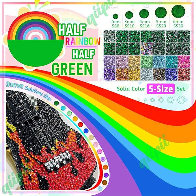 28 Grids Emerald Green 2-6mm Resin Rhinestones w B7000 Glue for Bedazzling Crafting Colorful Flatback Stones Diamonds Crystals Gems Bedazzler Kit for Nails Face Eyes Makeup Tumblers DIY Crafts