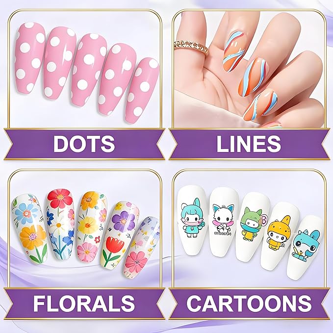 12 Colors Nails Art Pens Set with 0.55mm Fine Tip,Nails Art Markers for Gel Nails,3D Nails Art Marker Drawing Painting Liner Pen,Nails Art Nail DIY Decoration for Kids(A-1 Set)