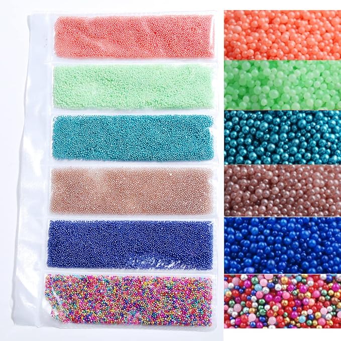 3D Nail Art Caviar Beads Micro Pixie Rhinestones Nail Art Decoration Mini Acrylic Beads Nails Accessories 6 Colors