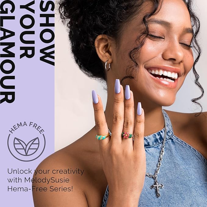 MelodySusie Hema Free Gel Nail Polish, 0.5 Fl Oz Thick Light Lavender Purple Gel Polish, Non-Toxic, Long Lasting, Soak Off UV Nail Polish, Manicure Nail Design Salon DIY Nail Art at Home K0798