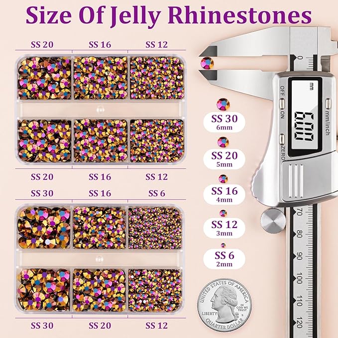 Resin Jelly Rhinestones for Crafting with B7000 Jewelry Glue, 2 Boxes Gold Rose AB Flatback Crystals with 2Pcs 10ml Glue, Bedazzling Non Hotfix Gems for DIY Tumblers Clothing Shoes Manicure