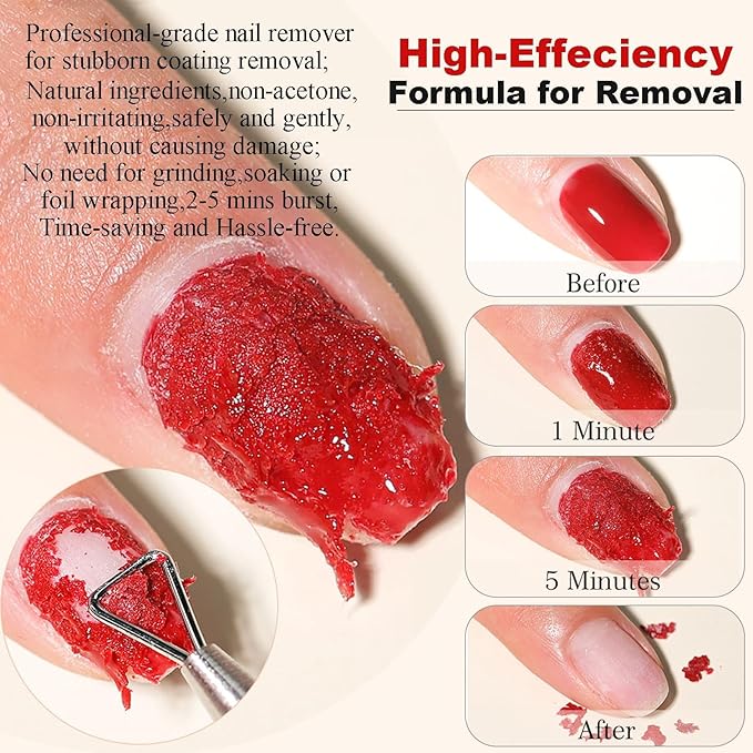 LOUINSTIC Gel Nail Polish Remover Kit – Fast & Gentle & No Damage to Nails,Includes Nail Files for At-Home Manicure, Safe & Non-Damaging Nail Care for DIY Lovers(1PC/15ML)
