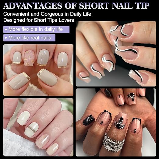 Gelike EC Extra Short Soft Gel Nail Tips Kit for Soak Off Nail Extensions,Full Cover,Coffin Shaped,Pre-buff PMMA Resin,Clear Ultra-Thin Design,15 Sizes,240 Pieces