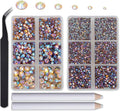 8000pcs Hotfix Rhinestones Flatback,Rhinestones for Crafts Clothes Mixed 6 Sizes, Hotfix Crystals with Wax Pencil Kit, SS4-SS30,Topaz AB