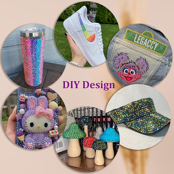 Resin Jelly Rhinestones for Crafting with B7000 Jewelry Glue, 2 Boxes Gold Rose AB Flatback Crystals with 3Pcs 10ml Glue, Bedazzling Non Hotfix Gems for DIY Tumblers Clothing Shoes Manicure