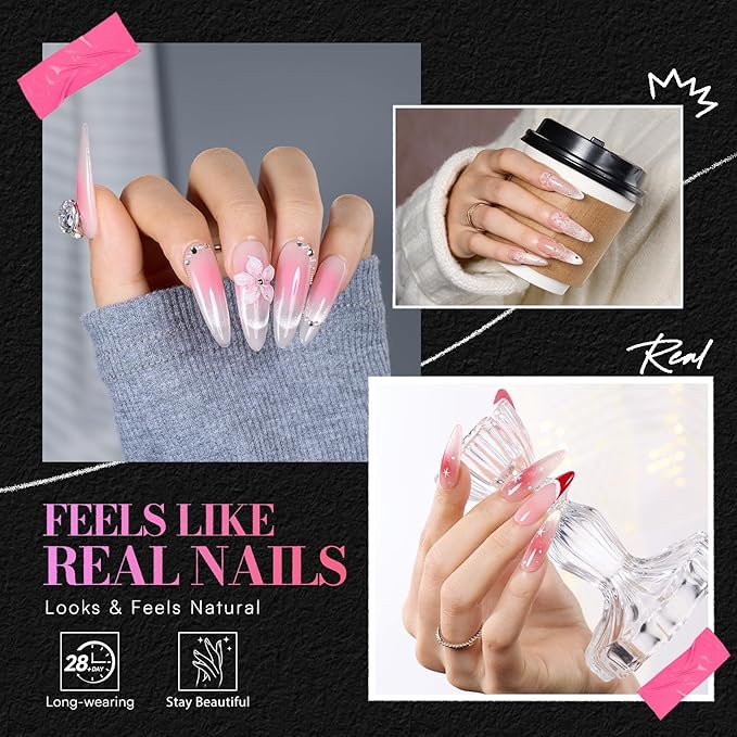 Makartt Long Almond Nail Tips: with Scales for Convenient Shape, Matte, 240 PCS, 15 Sizes, Fake Nails Stiletto - Full Cover Acrylic Press On Nail Extensions Manicure DIY Home for All Nail Beds