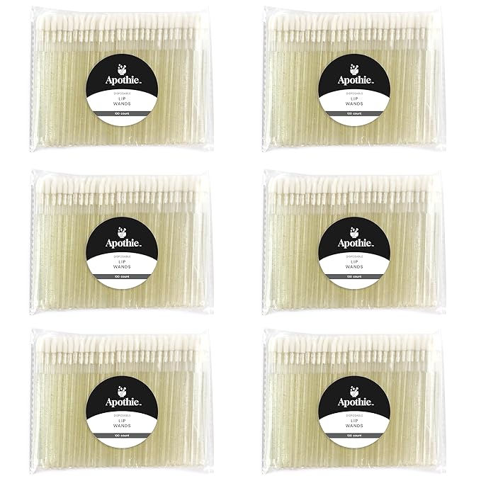 600 Pieces Disposable Lip Applicators – Lint-Free Versatile Doe Foot Makeup Wands for Lip Gloss, Lipstick, Lash Extensions, Beauty Starter Kits Essential (600 Brushes, Gold Crystal)