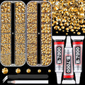 Resin Rhinestones for Crafting with B7000 Jewelry Glue, 2 Boxes Gold Flatback Crystals with 3Pcs 10ml Glue for Bedazzling Crafts DIY Nail Art Makeup，Non Hotfix Gems for Clothing Shoes
