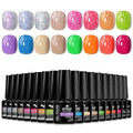 MTSSII Purple Blue Khaki Green Orange Red Gel Nail Polish 18 Pcs Set Silver Yellow Rose Red Pink Green Orange Glitter Gel Nail Polish with Base Gel Set Glitter Polish Kit for DIY Nail Art Women Gifts