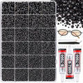 32000Pcs Resin Black Rhinestones with B7000 Jewelry Glue for Crafting, 2-6mm Non Hotfix Flatback Gems, Bedazzling Crystal for DIY Crafts Clothing Tumblers Mugs Shoes Fabric Decor Nail Art