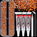 Resin Rhinestones for Crafting with B7000 Jewelry Glue, 1 Box Orange Flatback Crystals with 3Pcs 10ml Glue for Bedazzling Crafts DIY Nail Art Makeup，Non Hotfix Gems for Clothing Shoes