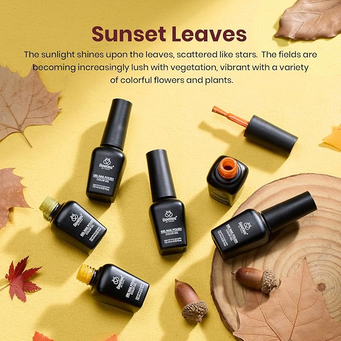 Beetles Spring Gel Nail Polish Set – 6 Colors Red Green Purple Orange Yellow Gel Polish Kit, Soak Off UV LED Gel Nail Polish for Manicure Nail Art Thanksgiving Gift for Women