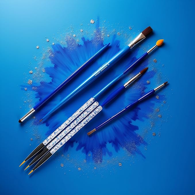 3 Pcs Blue Professional Nail Art Liner Brush Set,Nail Art Liner Brushes Supplies UV Gel Painting Acrylic Nail Art Brushes for Home Salon Valentine's Day/Wedding/Party/Christmas/Birthday Gifts