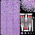 16000Pcs Resin Jelly Rhinestones for Crafting, Lavender Purple AB Non Hotfix Flatback Gems, Bedazzling Crystal with 3Pcs 10ml B7000 Jewelry Glue for DIY Crafts Clothing Tumblers Shoes Nail Art