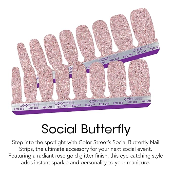 Color Street Social Butterfly Glitter Nail Strips