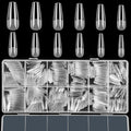 FEBSNOW 600 Pcs Long Coffin Fake Gel Nail Tips Full Cover Clear Acrylic False Ballerina Press On Nails for Nail Extension Home DIY Nail Salon,12 Size