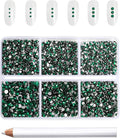 Beadsland 7200pcs Flatback Rhinestones,Green Rhinestone Nail Gems Round Crystal Rhinestones for Crafts,Mixed 6 Sizes with Wax Pencil Kit, SS3-SS10,Emerald