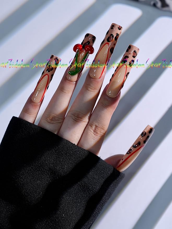 HAND-PAINTED White Press Ons Neon Small Press on Nails Long French Press on Nails Coffin Medium Short Nail art Fake Nail Art Kit with 7g Glue on Nails Handmade Almond Square Nails (X-Small, T18)