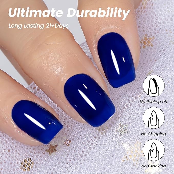 YTD Likomey Nude Gel Nail Polish,15ml Klein Blue Translucent Neutral Jelly Sheer Glass UV Navy Blue Salon Home DIY Manicure Fall Winter UV Color Varnish,LS383