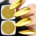 Allstarry Gold Chrome Nail Powder, 2pcs Metallic Mirror Effect Dust Glitter Glazed Manicure Decoration Reflective Pigment for Gel Polish Nail Art Decoration Resin Craft, Festivals - Gold